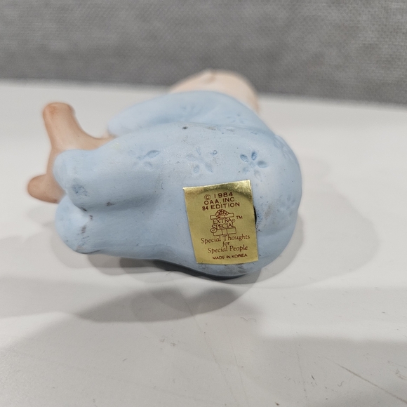 Adorable Blue Baby Figurine with Teddy Bear - Picture 5 of 5